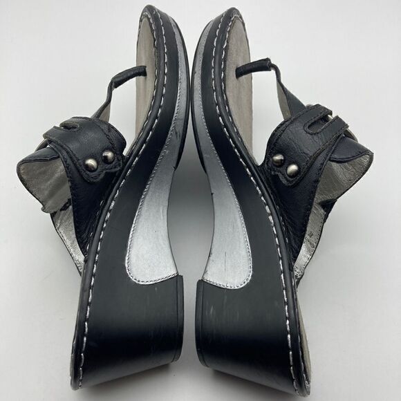 Alegria LOL-601 Black Leather Wedge Sandals Size 38-7,5 - Picture 4 of 9